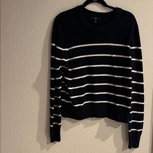 Banana Republic Dark Blue and White Crewneck Sweater